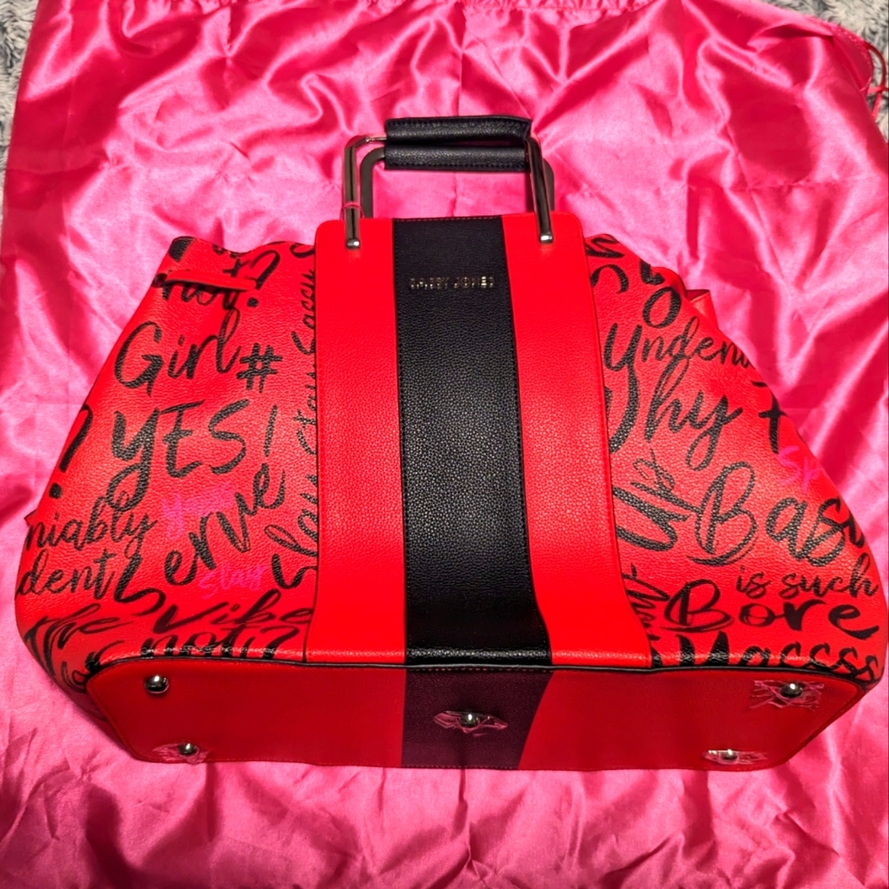 Sassy Jones signature confidence leather logo handbag